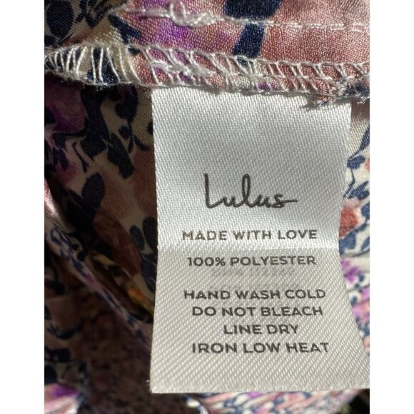 Lulus Express Yourself Blush Pink Floral Print Satin Babydoll Dress Size Large L - Picture 16 of 16